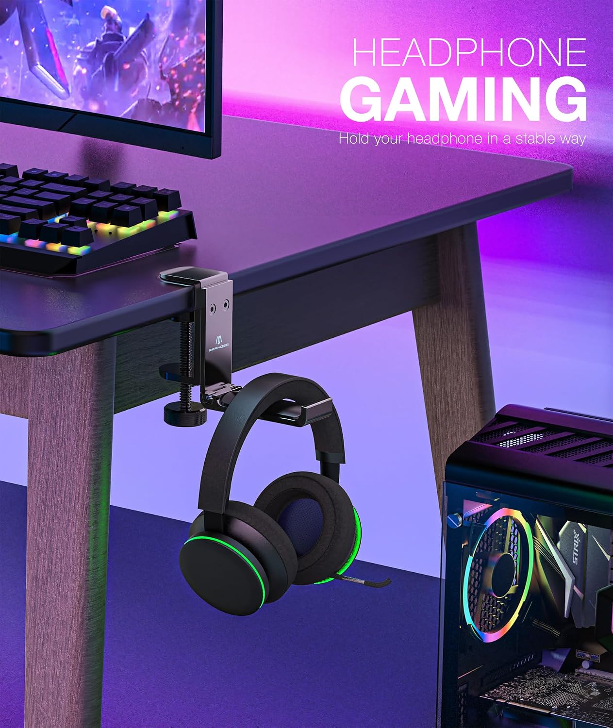 New Foldable Headphone Stand Hanger Holder Aluminum Headset Soundbar Stand Clamp Hook Under Desk Space Save Mount
