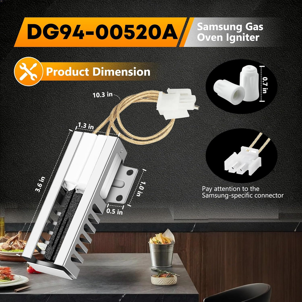 DG94-00520A Oven Igniter for Samsung NX58H5600SS NX60A6511SS NX58H9500WS