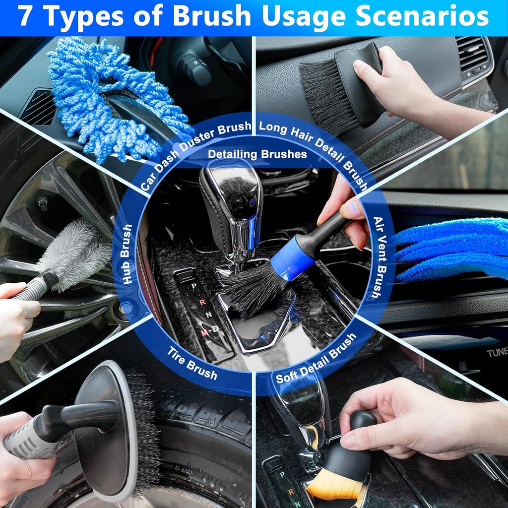 Car Wash Kit, Car Detailing Kit with Foam Gun, Car Wash Brush Mop and Large Folding Bucket Suitable for Car Cleaning