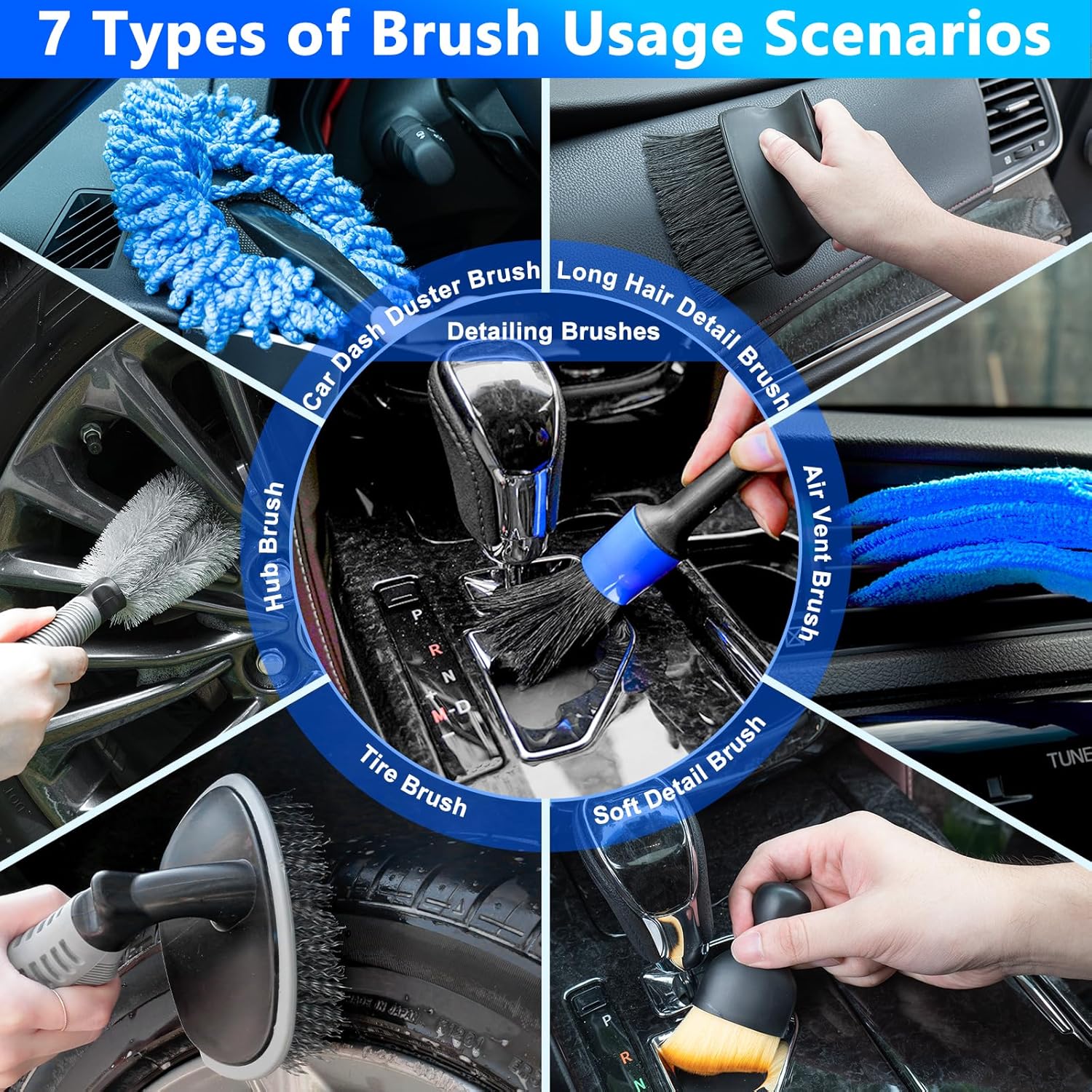 Car Wash Kit, Car Detailing Kit with Foam Gun, Car Wash Brush Mop and Large Folding Bucket Suitable for Car Cleaning