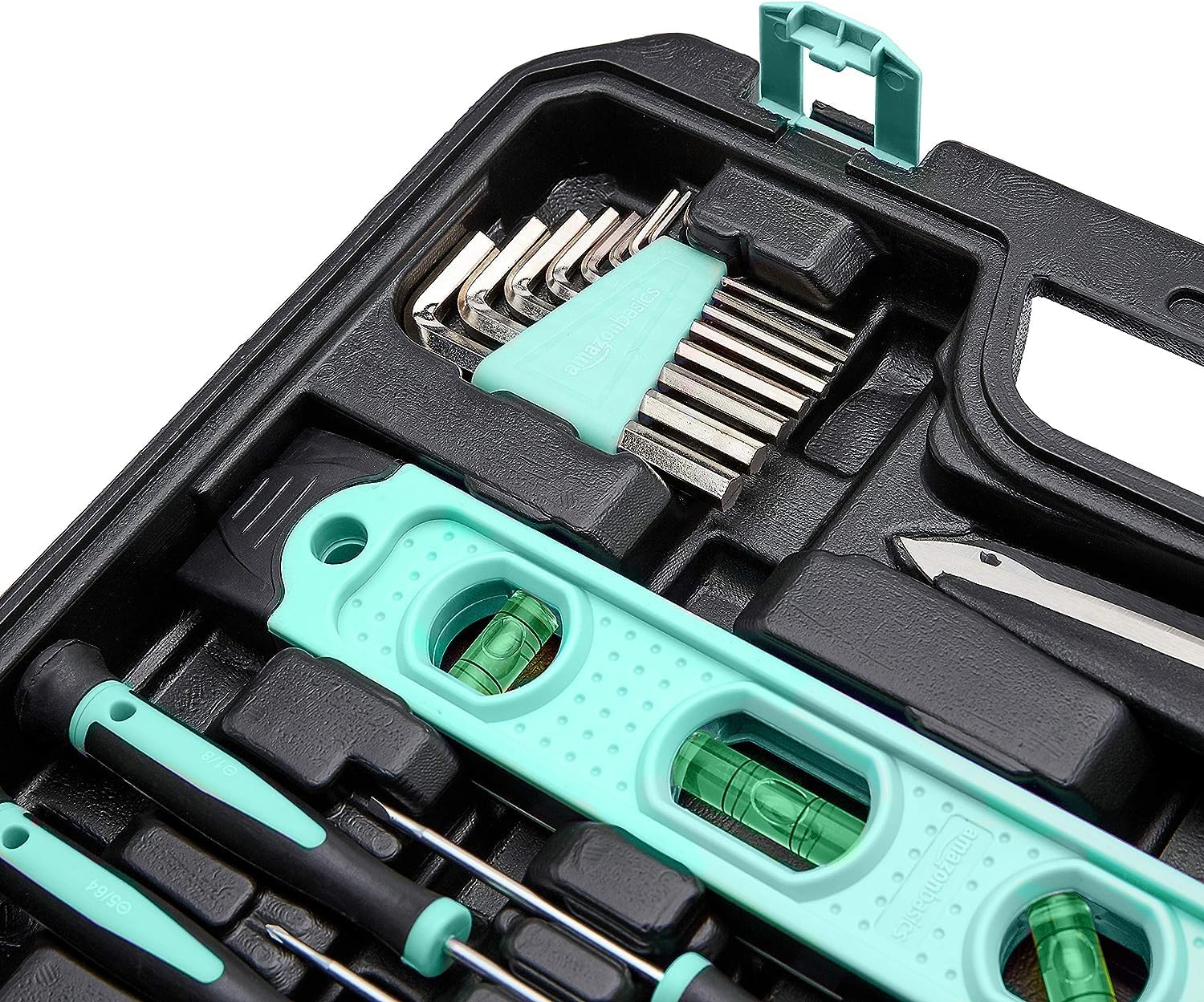 142-Piece Household Tool Kit for Home Repair, Hand Tools with Storage Case, 13.39 x 9.25 x 2.95 inch, Turquoise