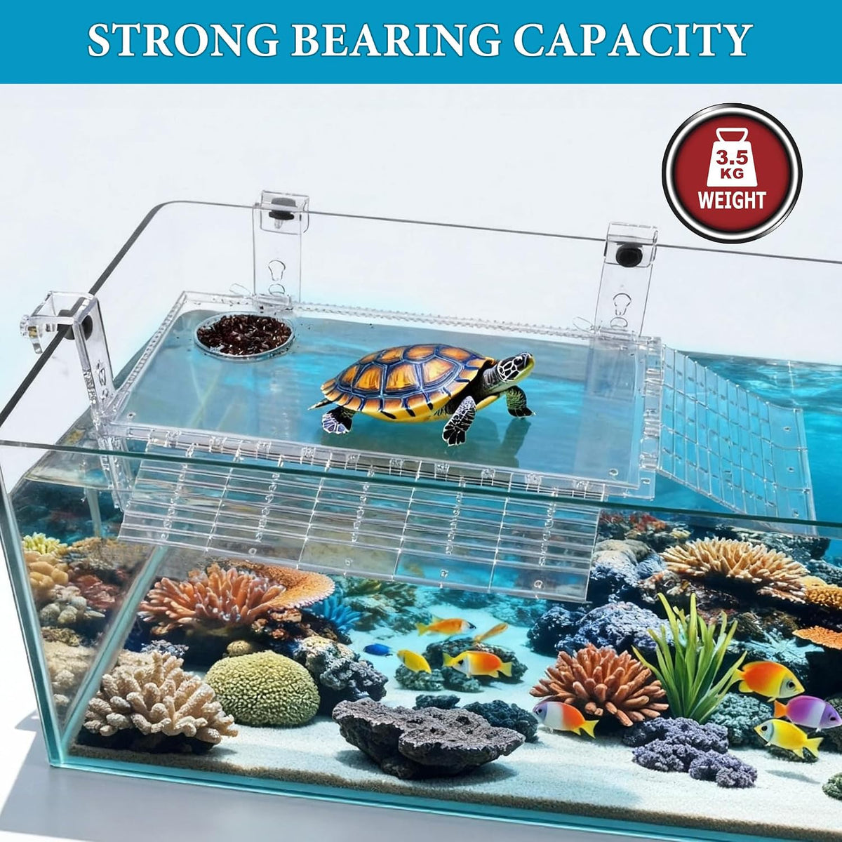 Turtle Basking Platform Easy Mount with Adjustable Hanging Ramp 11.8"x7.1"