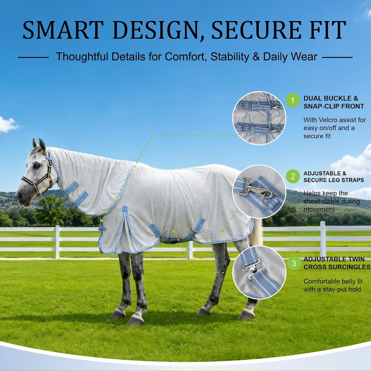 Horse Fly Sheet with Neck, Open Weave Mesh for Hot Weather