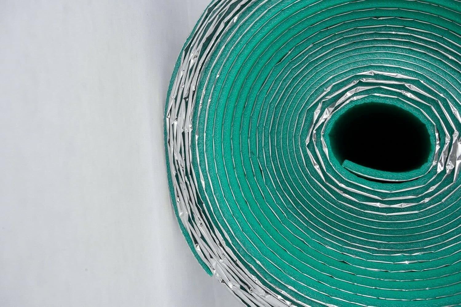 Premium IXPE Foam Underlayment, Green, 3mm Thick, Sound Insulating, Thermal Barrier with Aluminum Coating