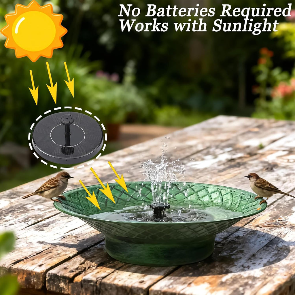 12.6" Bird Bath for Outside, Solar Bird Bath Fountains, Bird Bath Feeder