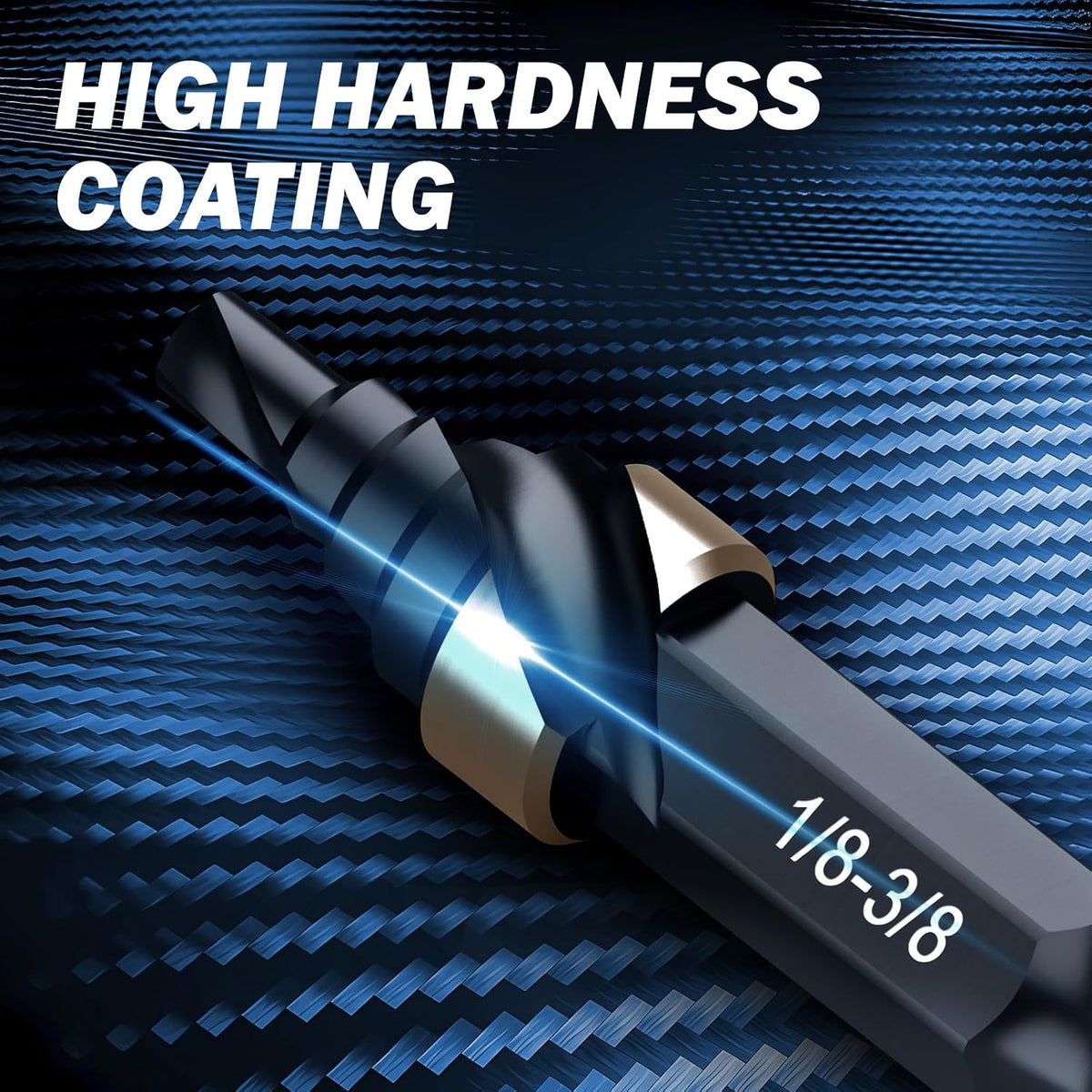 THINKWORK Step Drill Bit, HSS Single Size Step Drill Bit 1/8"-3/8", Mini Portable Unibit, 1/4" Hex Shank Step Bits for Soft Metal, Steel, Wood, Plastic
