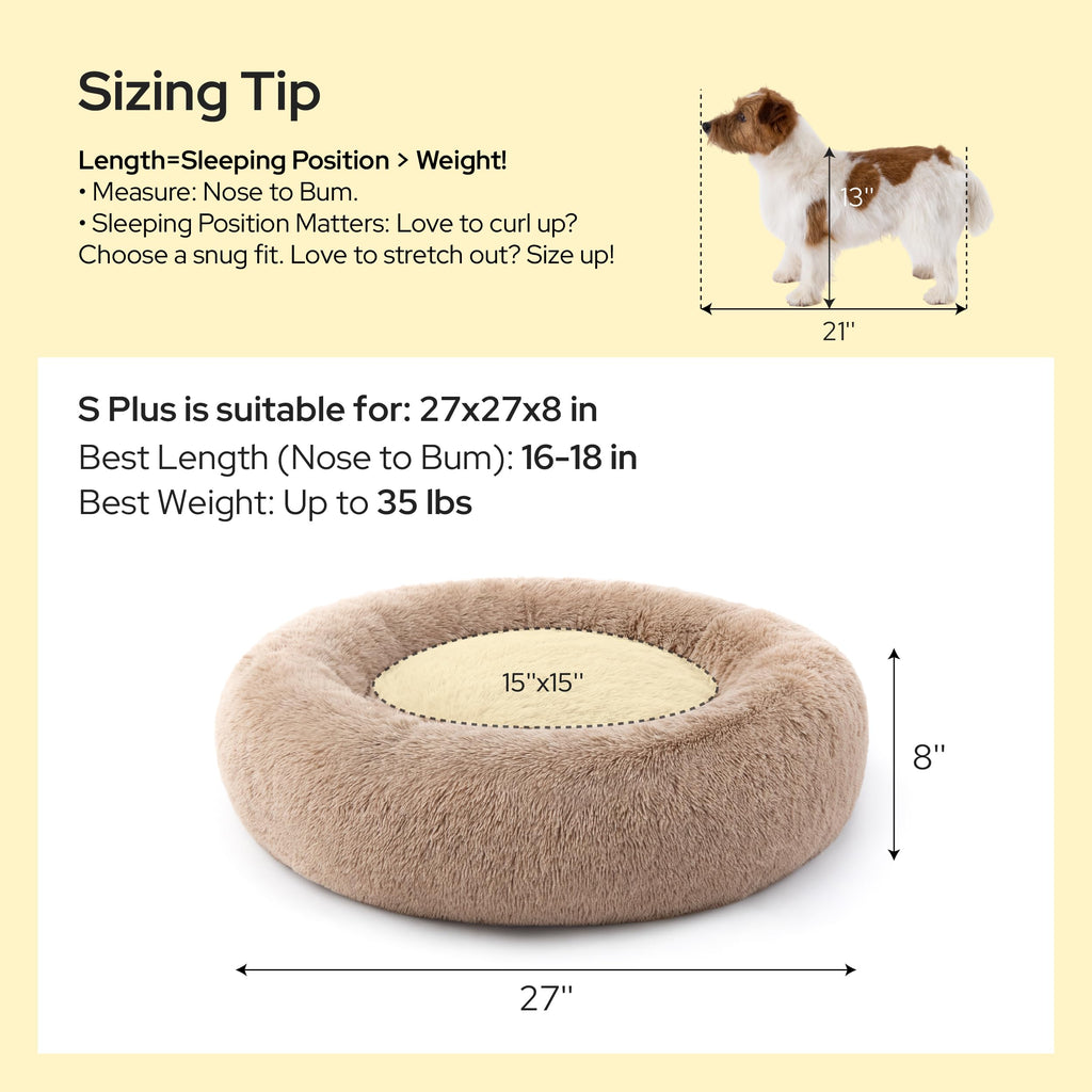 Calming Small Medium Dog Bed Donut Washable Puppy Bed,27ins Camel