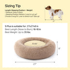 Calming Small Medium Dog Bed Donut Washable Puppy Bed,27ins Camel