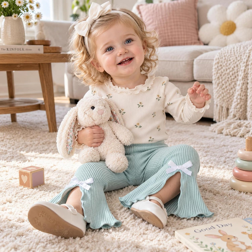 Baby Girl Flare Pants 3 Pack Ribbed Toddler Bell Bottoms 6M-3T