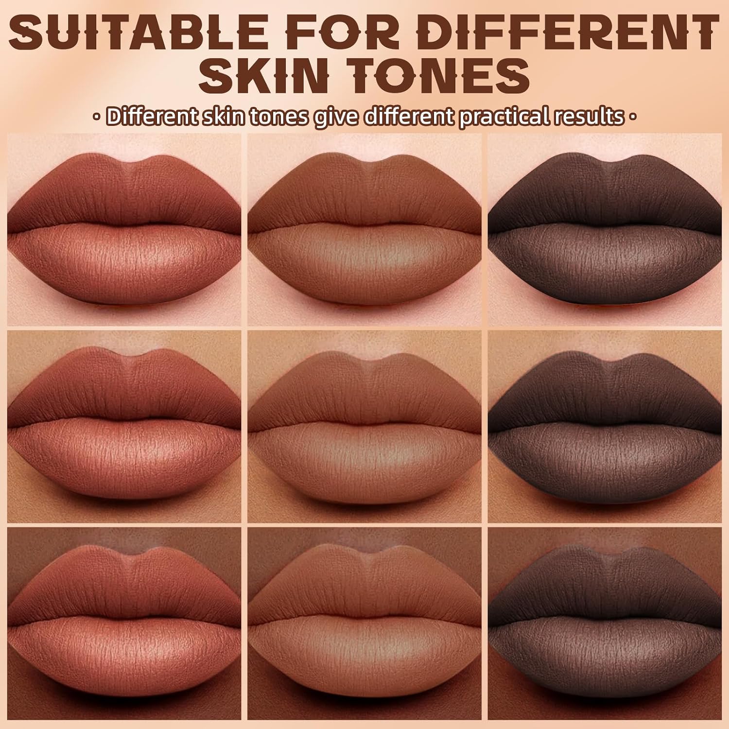 3 Colors 2 in 1 Lip Liner Set, Matte Nude Dark Brown Red Lip Liner Lipstick Plumping Smooth Creamy Lip Combo, High