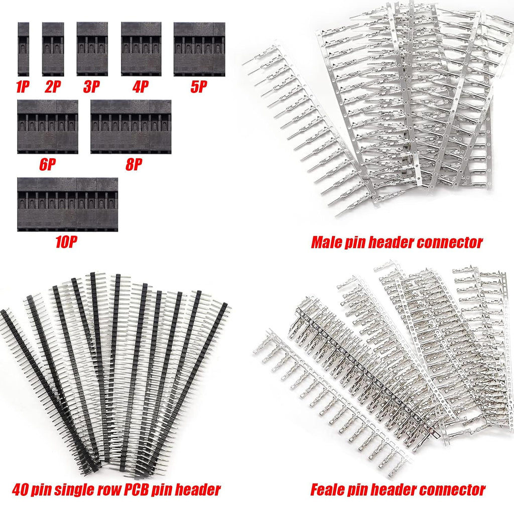 1450Pcs 2.54mm Dupont Connector Kit 1-10P Male Female