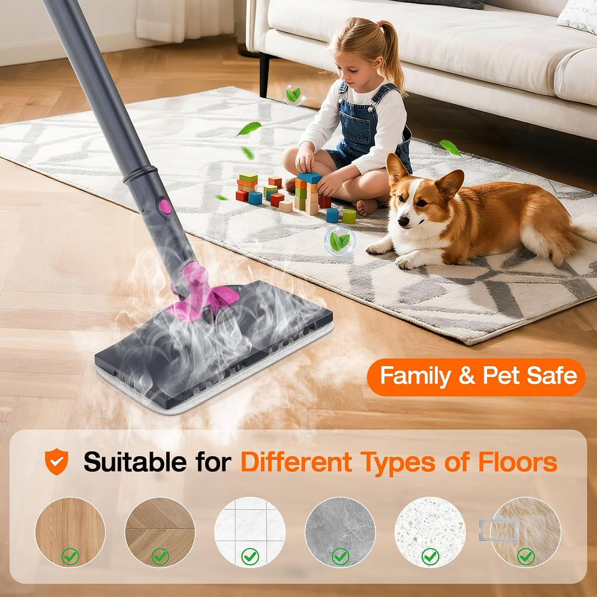 10-in-1 Steam Cleaner, Steam Mop with Detachable Handheld Steamer for Home | 320ml Water Tank, 10s Fast Heating
