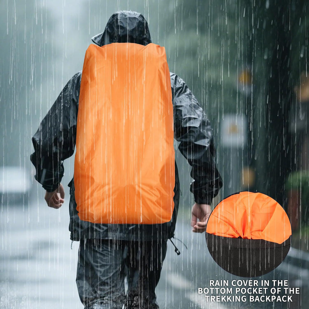 75L Hiking Backpack with Rain Cover Waterproof Camping Backpack Shoes Warehouse for Men Women, Frameless