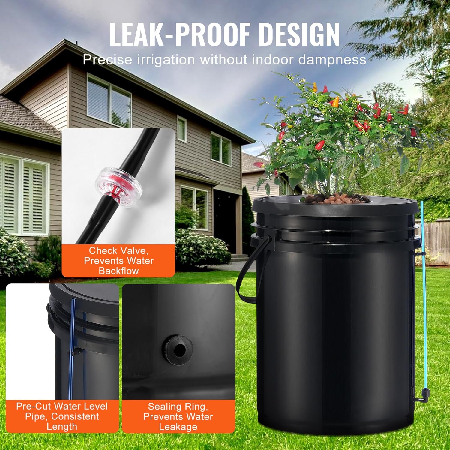 DWC Hydroponic System, 5 Gallon 8 Buckets, Deep Water Culture Growing Bucket, Hydroponics Grow Kit with Pump, Air