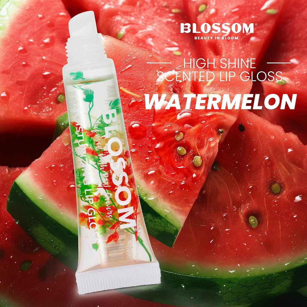Lip Gloss Tubes, Infused with Real Flowers, Watermelon, 0.3oz