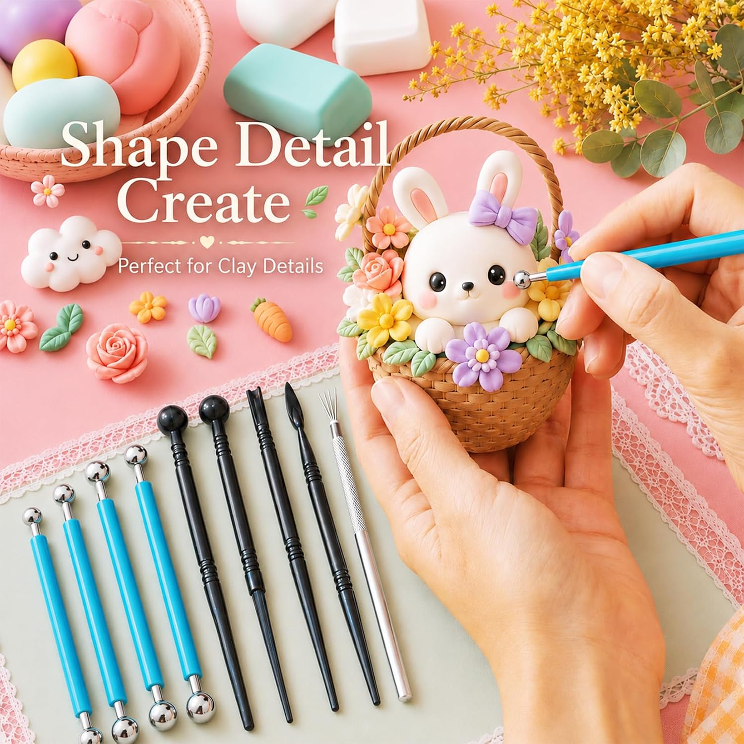 42Pcs Clay Tools Kit, Ceramic & Pottery Tools for Adults | Practical Polymer Clay Tools, Clay Sculpting Tools for