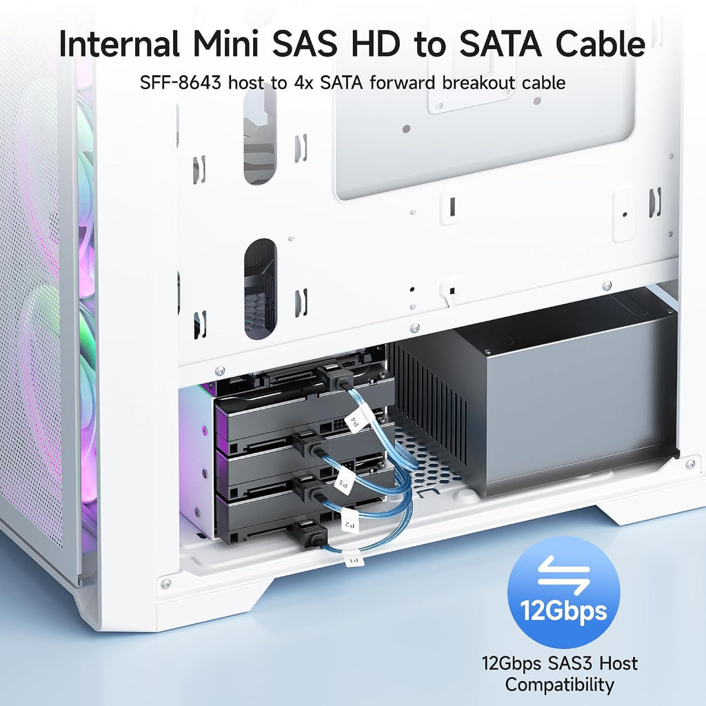 Cable Matters Internal Mini SAS HD to SATA Cable, 3.3ft/1m