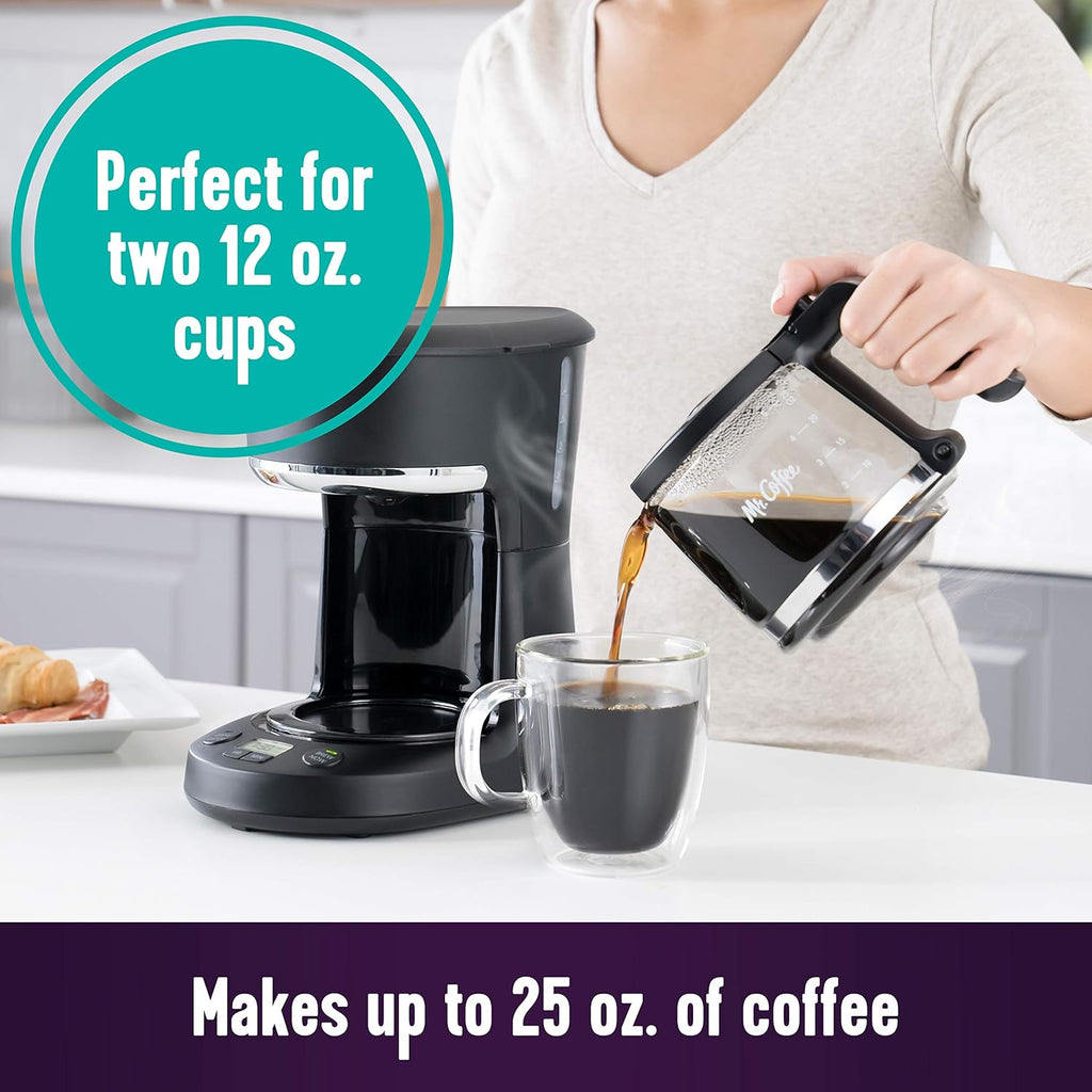 Programmable Coffee Maker 5 Cups with Auto Pause Glass Carafe Compact Design Black
