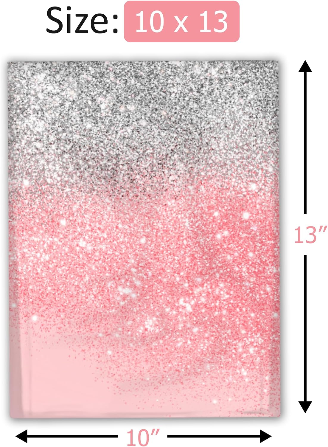 10x13 (100) Pink Glitter Transition Valentine's Day Designer Poly Mailers Waterproof Self Sealing Tear Resistant