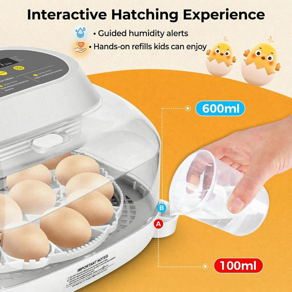 24 Eggs Incubator, 4 Modes, Temp Control & Humidity Display, Grey
