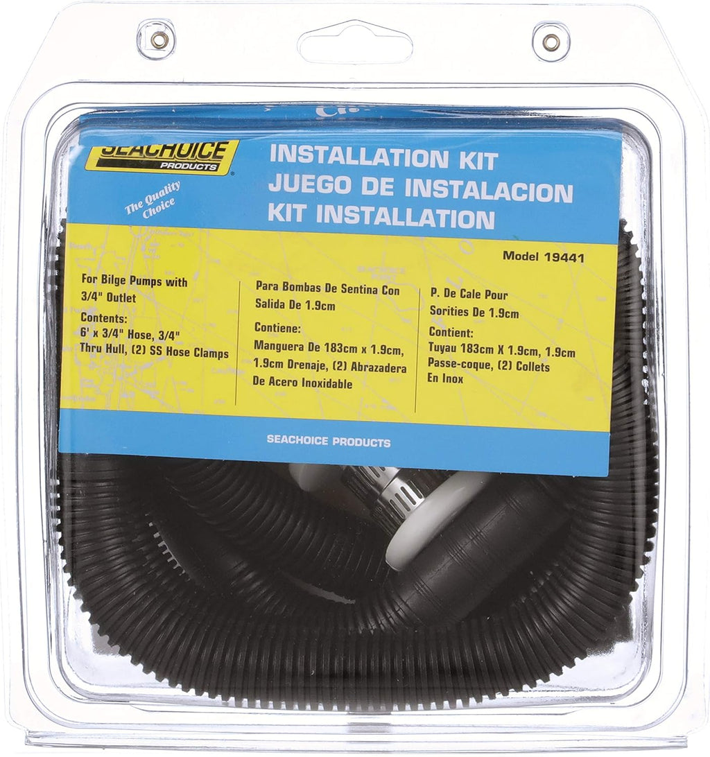 Seachoice Bilge Pump Installation Kit for 3/4 in. Outlets, Includes 6 Ft. Hose