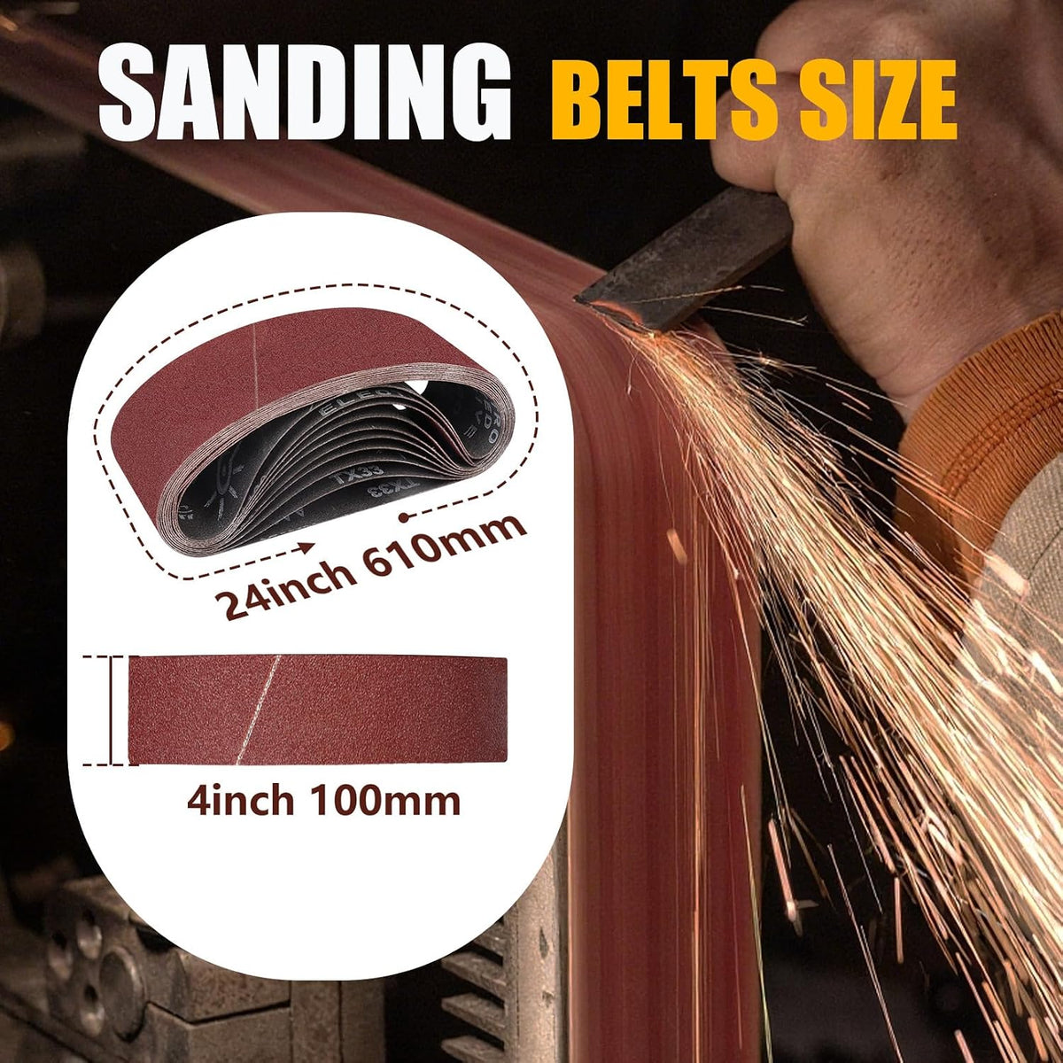 4 x 24 Inch Sanding Belts, 15 Pcs Assorted Grits(40/80/120/180/240)