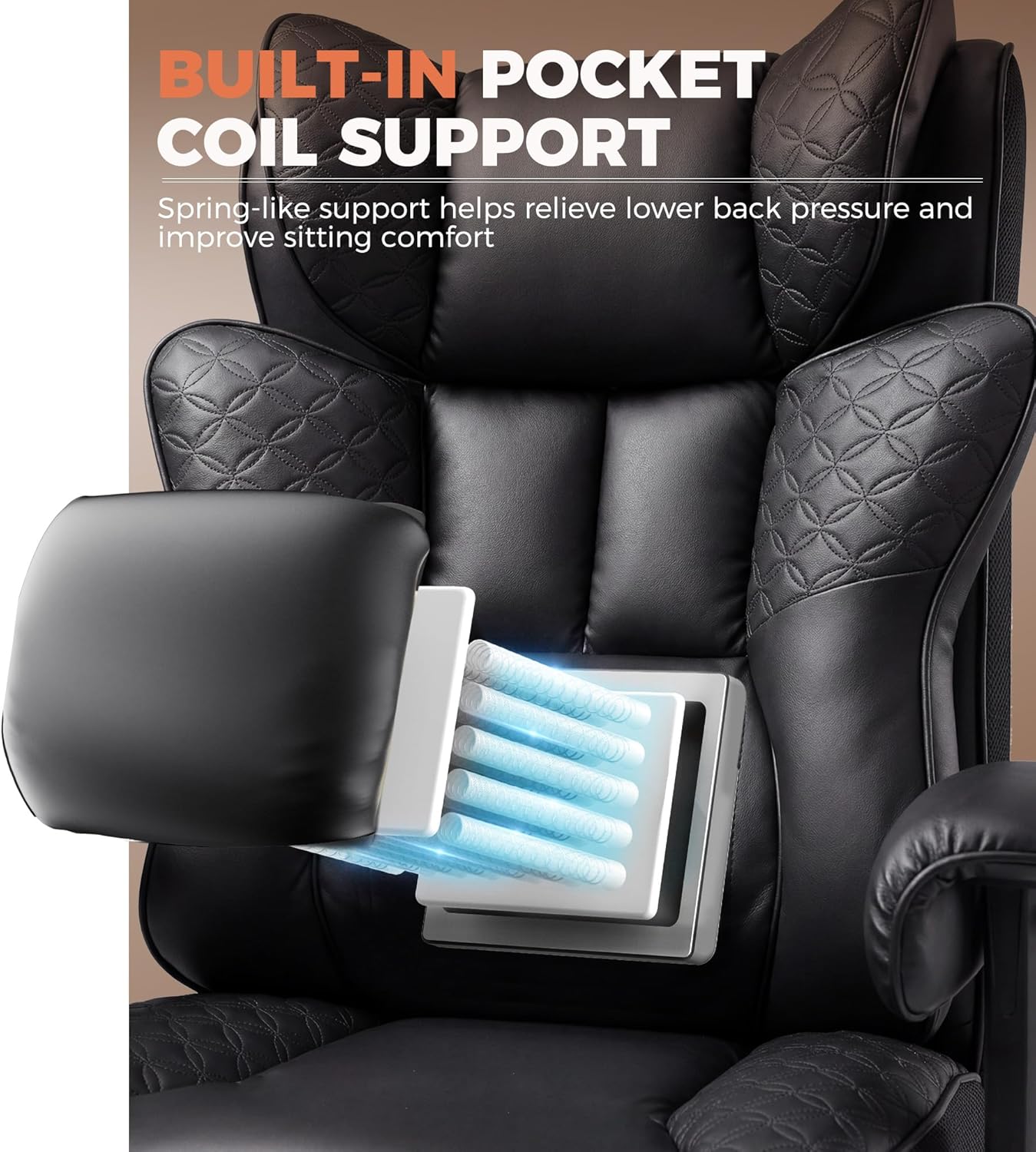 Big and Tall Office Chair Wide Ergonomic Gaming Chair with Deluxe Embossing Designed Leather with Foot