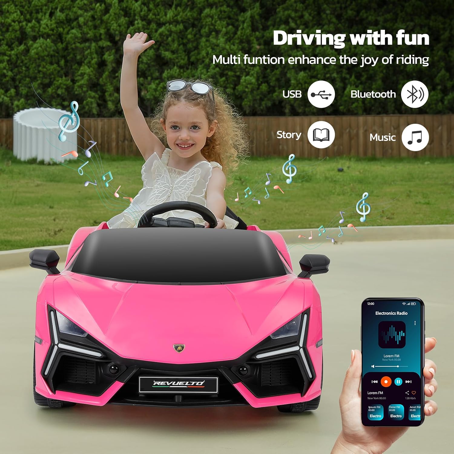 Licensed Lamborghini Car for Kids to Drive with Scissor Door,Toddler Ride on Toys with Remote Control,12V Battery Car