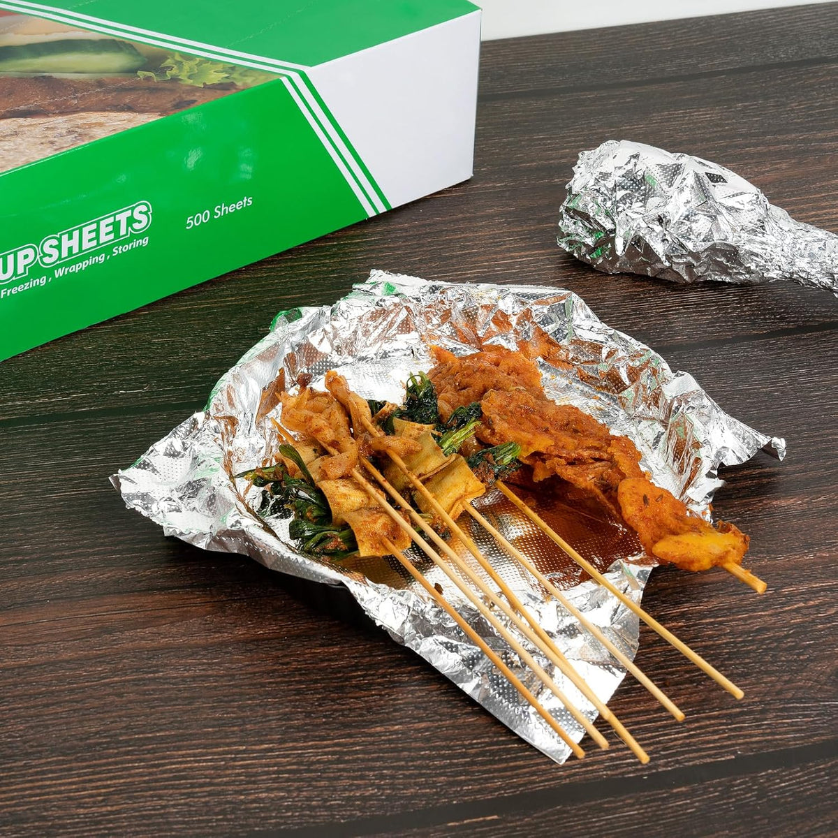 Aluminum Foil Wraps - 500 Precut Sheets, 12 x 10.75 Inch, Pop-Up Interfolded Foil for Baking, Grilling, Roasting