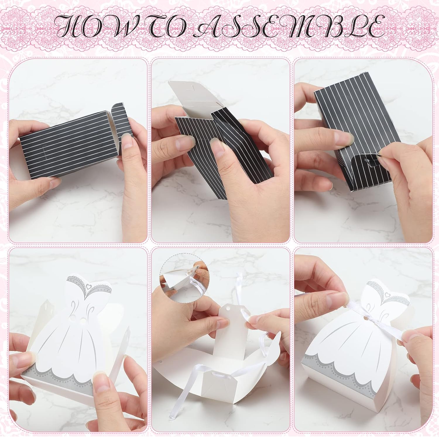 200 Pcs Wedding Favor Boxes Bride Groom Candy with Ribbon