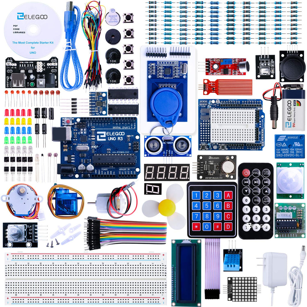 ELEGOO UNO R3 Project Most Complete Starter Kit & ELEGOO Upgraded 37 in 1 Sensor Modules Kit