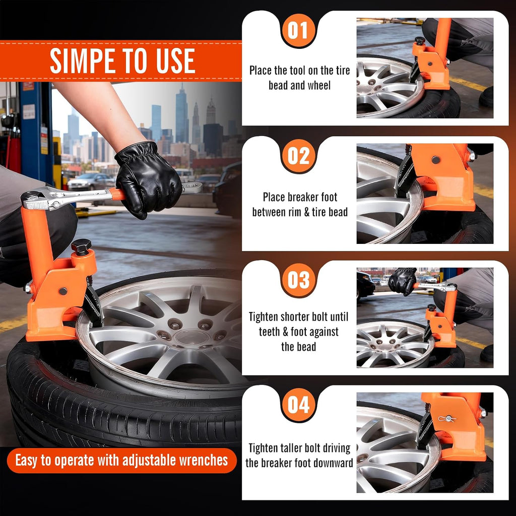 Tire Bead Breaker Tool for 38"-42" Tires, Hub-Safe Manual Tire Bead Breaker with Rubber Pad, Heavy Duty Tire Temoval