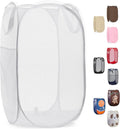 Pop Up Laundry Hamper 71L Sturdy Collapsible Mesh (White) | Collapsible Mesh Pop Up Hamper, Wide Opening, Side