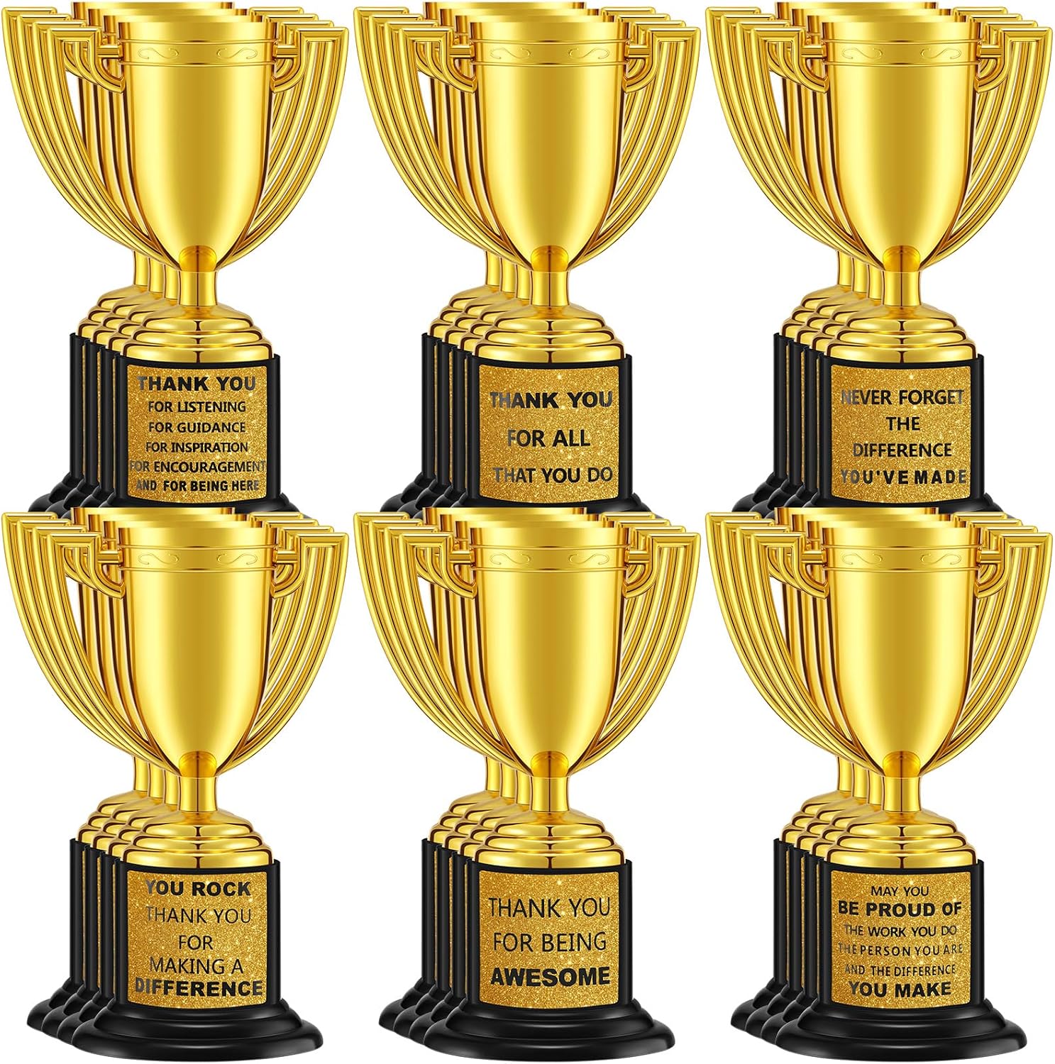 24 Pcs Mini Trophies Awards Plastic Gold Trophy Cups Party Favors Adults Metal Trophy with Stickers for School