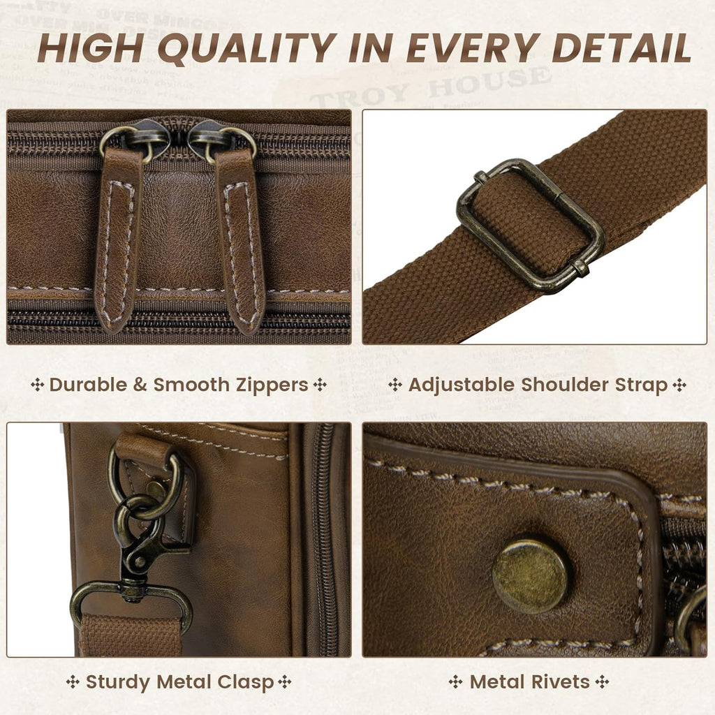 Mens Laptop Bag 16 Inch Leather Briefcase Vintage Messenger Bag for Men Large Crossbody Shoulder Office Computer Bag