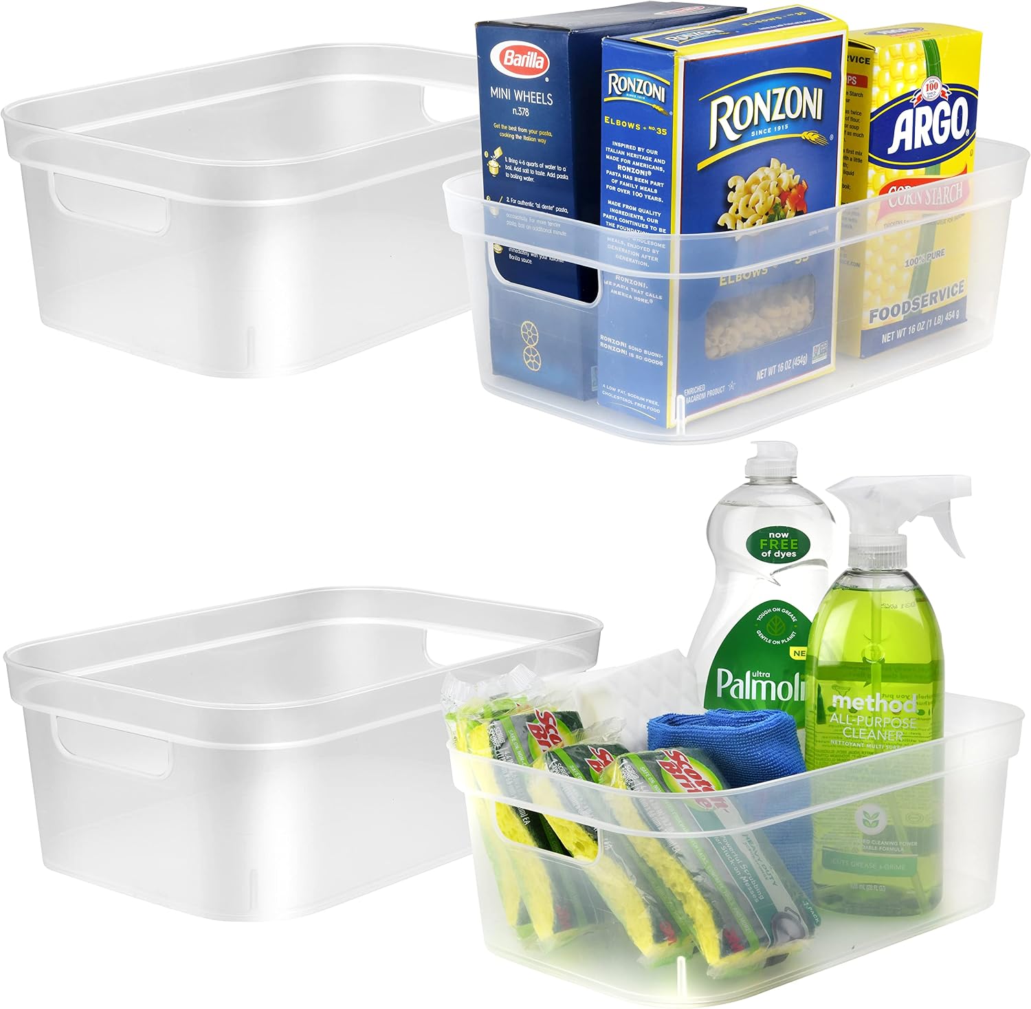 Modern Cabinet Organizers And Storage Pantry Shelf Organizer - Clear Plastic Storage Bins - (Medium - 12” X 8” X 4”)
