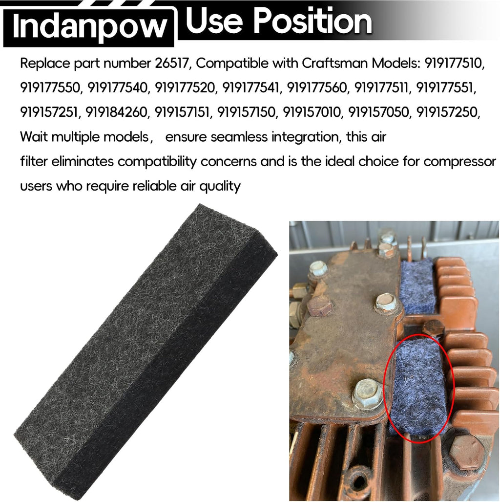 26517 Air Compressor Felt Filter Compatible with Craftsman, 4-Pack