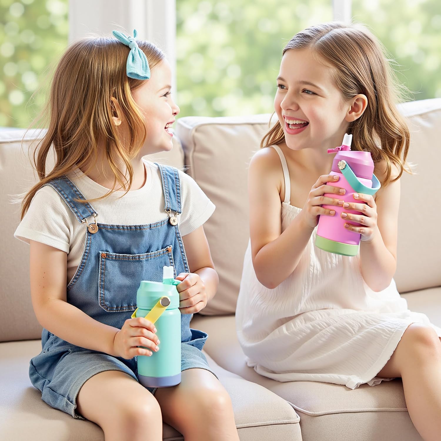 12oz Kids Water Bottle, Stainless Steel Insulated Water Bottle for Kids, Toddler Cup With Straws Leak-proof, Toddler