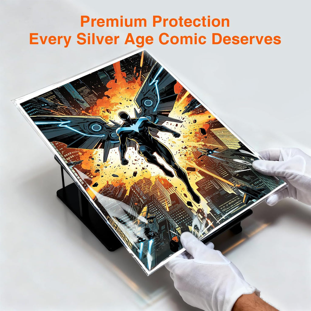 100ct Silver Comic Backing Boards - 24PT Acid-Free Rigid Protector Sheets | 7" x 10.5" Regular Comics Boards