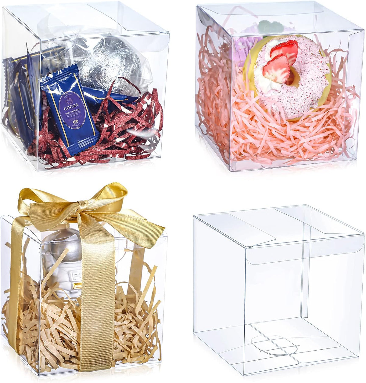 100 Pack Clear Favor Boxes 4x4x4 Inch Transparent PVC Gift Boxes