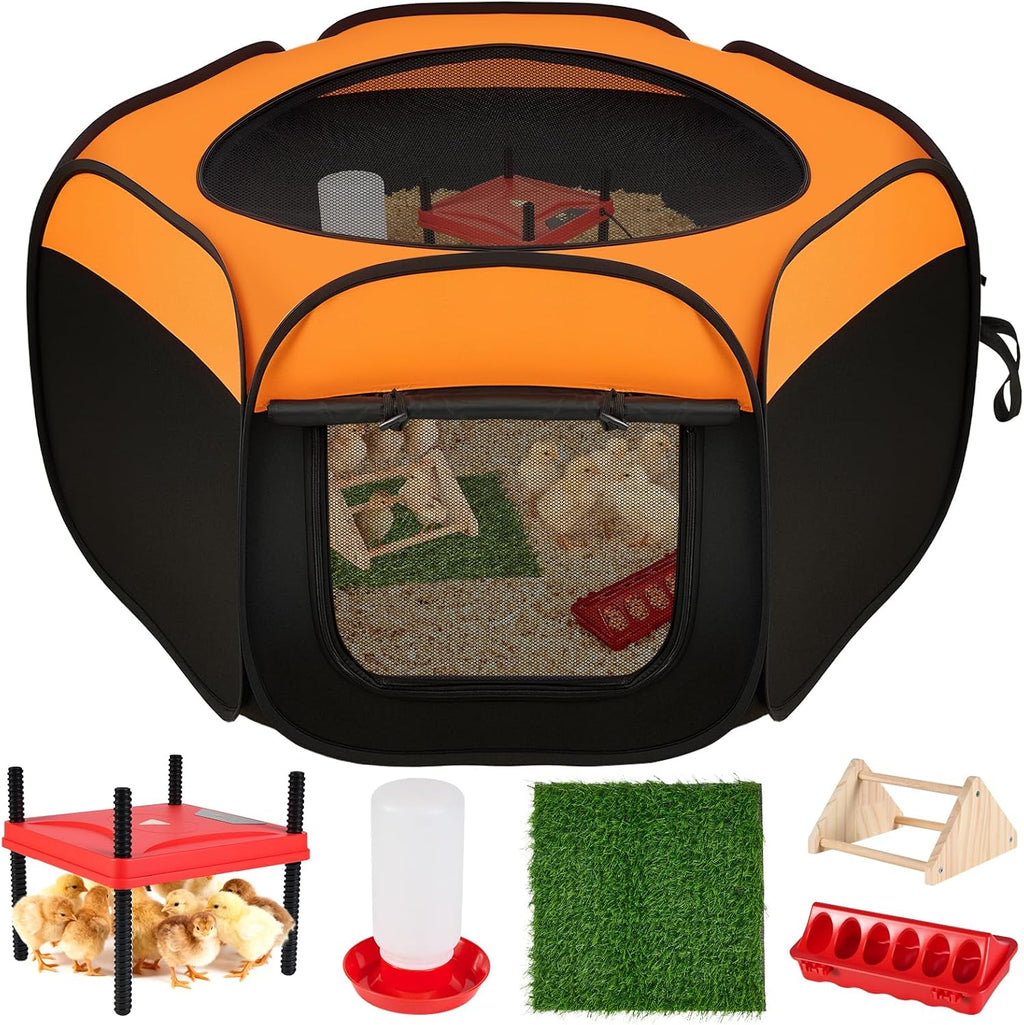 Brooder Box for Chicks Starter Kit, Dual Doors Chicken Brooder Playpen