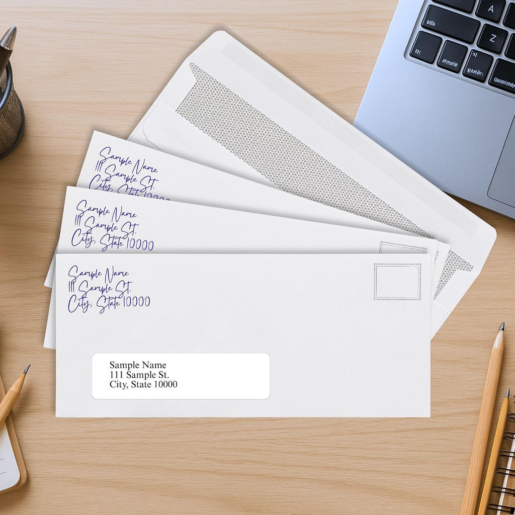 #10 Left Window Self Seal Envelopes - 500/Pack - 4 1/8 x 9 1/2 Inch Business Envelopes #10 With Flip & Seal Closure