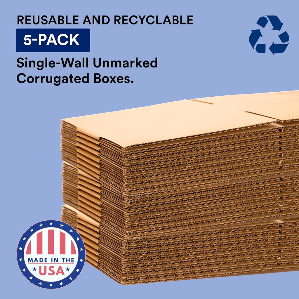 Moving Boxes, 36"L x 5"W x 48"H 5-Pack Large Side Loading Corrugated Cardboard Box for Packing, Shipping and Storage