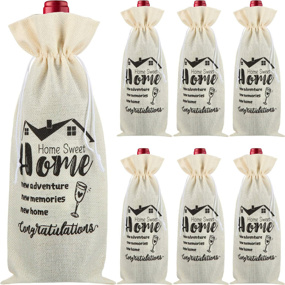 8 Pcs New Home Wine Gift Bag Burlap for Housewarming Bottles