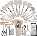 Cooking Utensils Set, 35Pcs Silicone Kitchen Utensils Set with Holder, 446°F Heat Resistant Food Grade Spatula Set