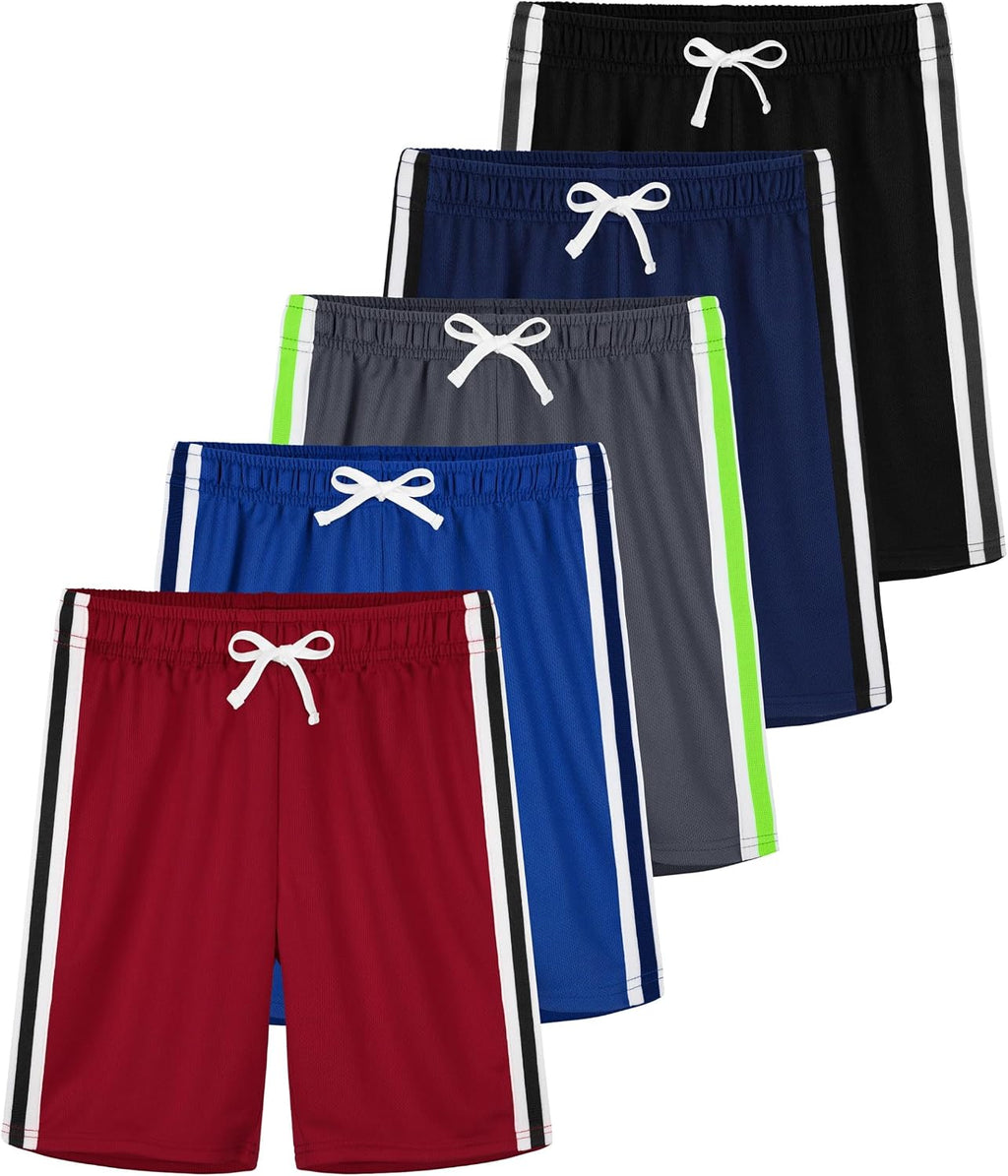 5 Pack Boys Athletic Shorts Mesh Basketball Soccer Quick Dry Shortss | Dry-Fit,Toddler Kids Clothes,Outdoor Active