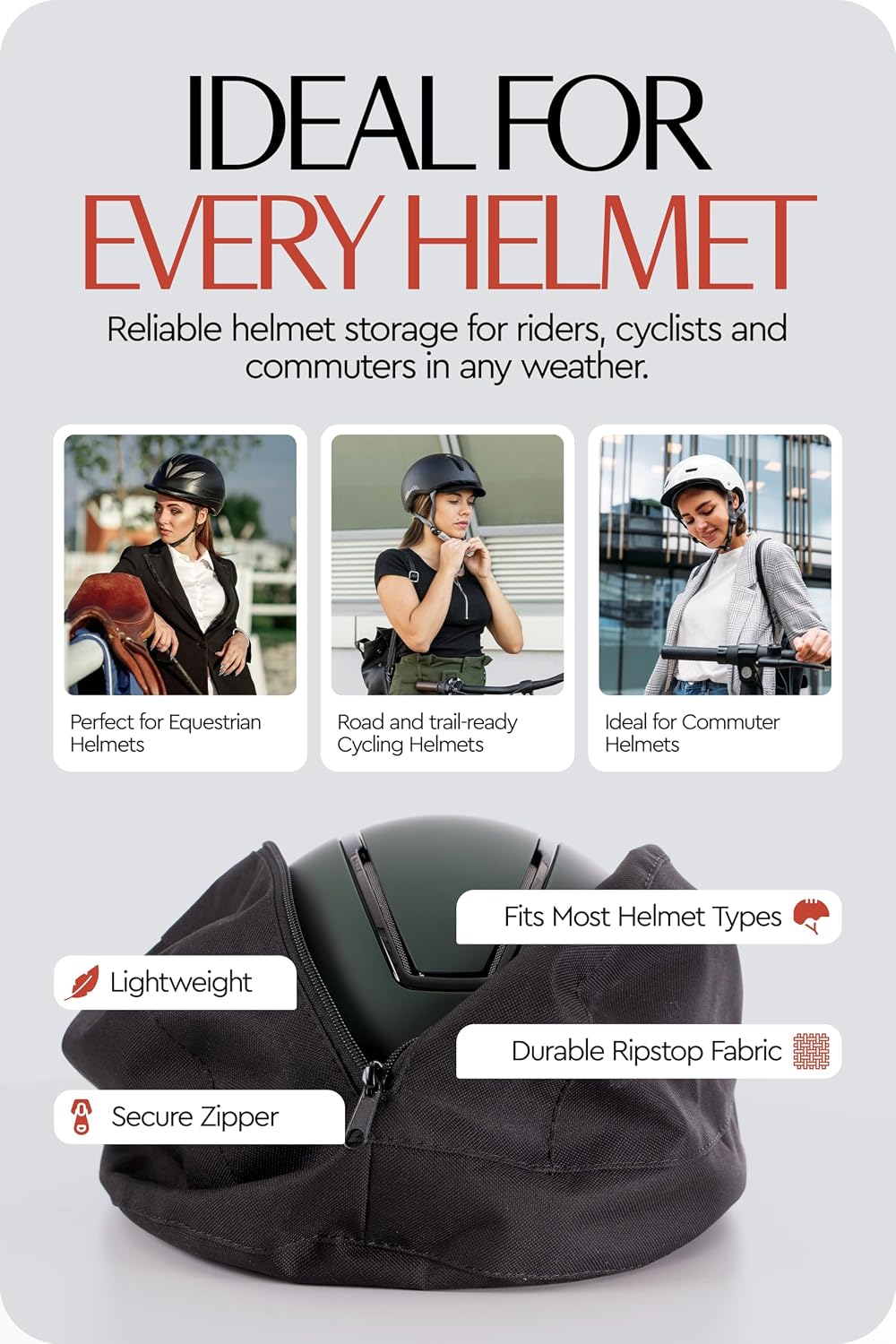 Waterproof Nylon Equestrian Helmet Bag, Durable Ripstop Design