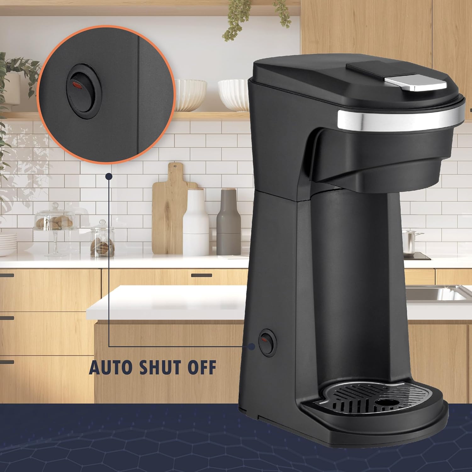 Newhouse Single Serve Coffee Maker compatible with K-cups Water Reservoir, Versatile Ground Coffee & K-Cup