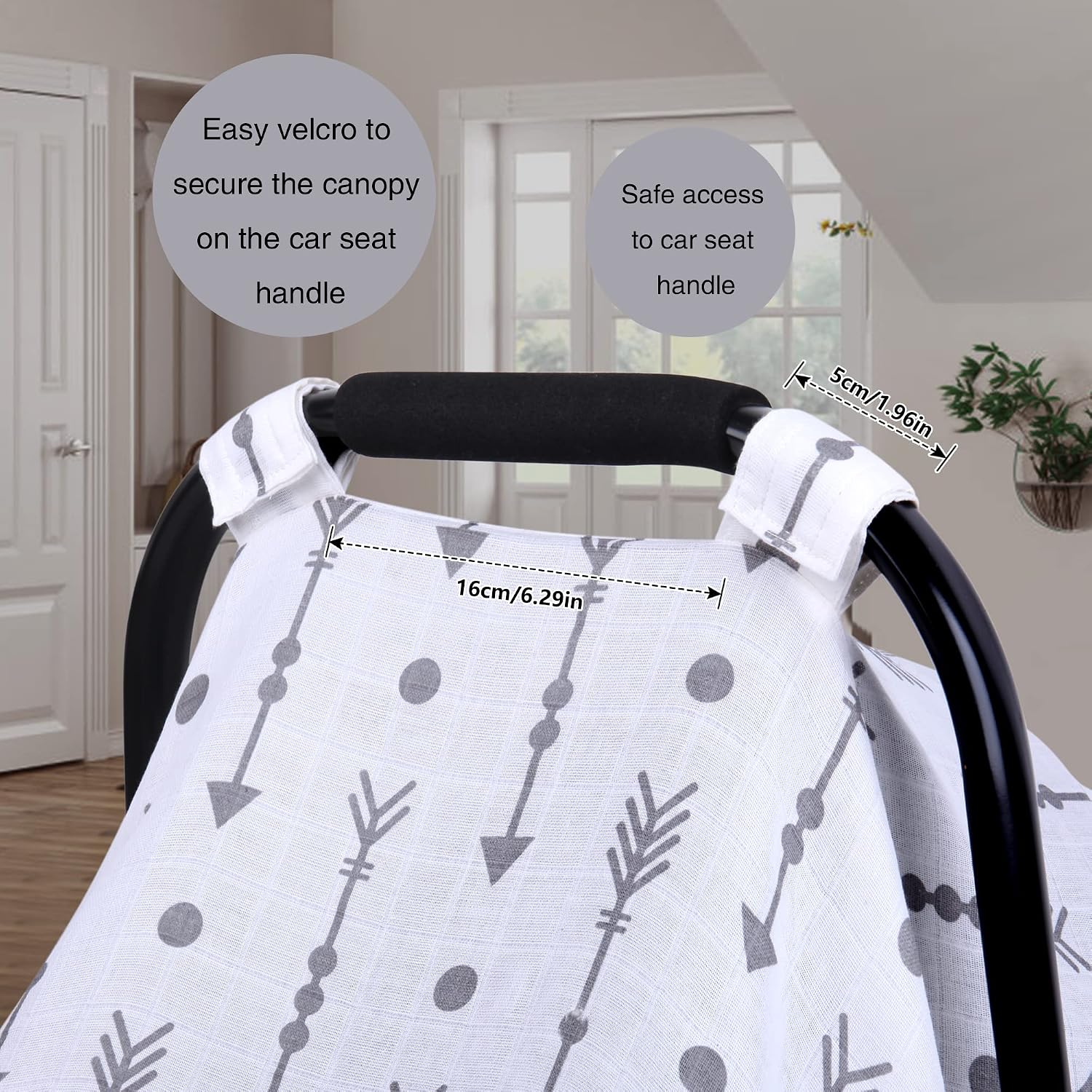 Car Seat Cover Baby for Boys Girls, 100% Muslin Cotton Infant Carseat Canopy, Soft Breathable Stroller Sun Shade &