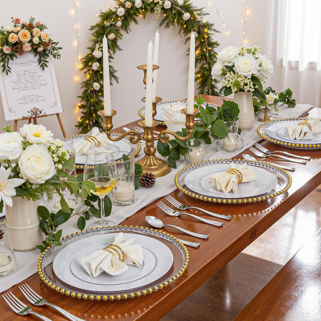 300 Pieces Silver Plastic Silverware - Plastic Silverware Heavy Duty - 100 Forks 100 Knives 100 Spoons - Disposable